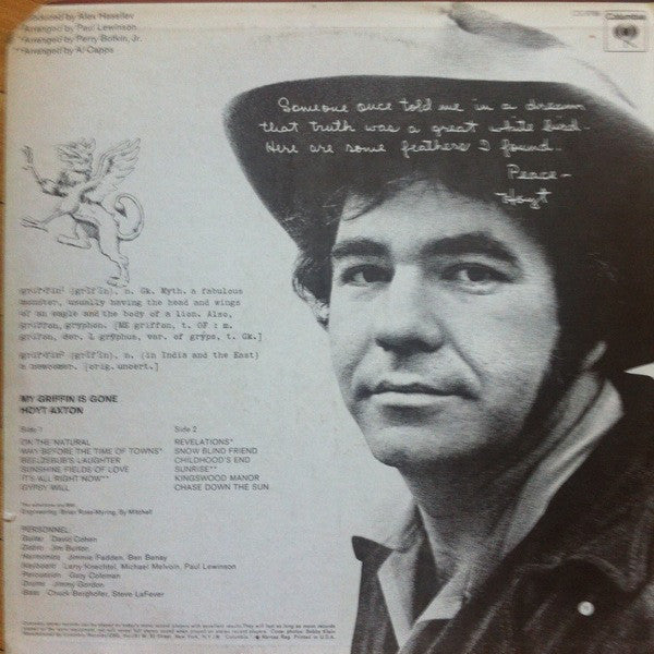 Hoyt Axton : My Griffin Is Gone (LP, Album, RE, San)