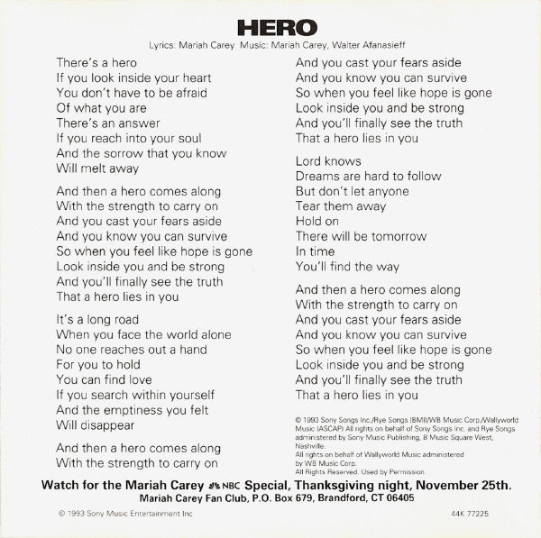 Mariah Carey : Hero (CD, Maxi)
