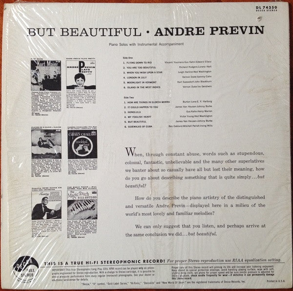 André Previn : But Beautiful (LP, Album, RP)