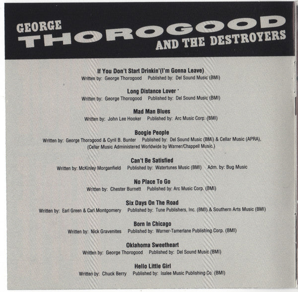 George Thorogood And The Destroyers* : Boogie People (CD, Album, Club)