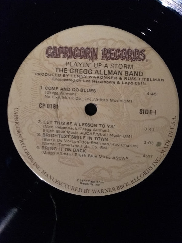 The Gregg Allman Band : Playin' Up A Storm (LP, Album, Jac)