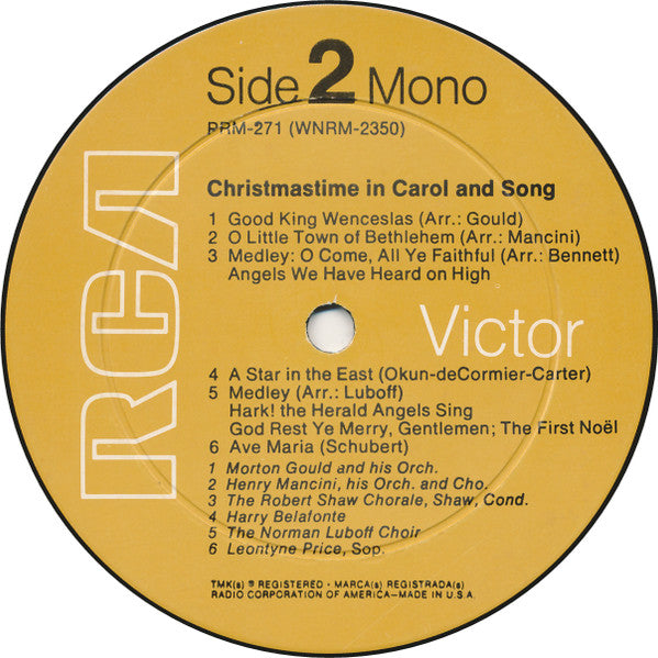 Various : Christmastime In Carol And Song (LP, Comp, Mono)