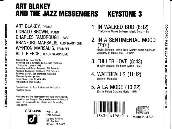Art Blakey and the Jazz Messengers* : Keystone 3 (CD, Album, RE)
