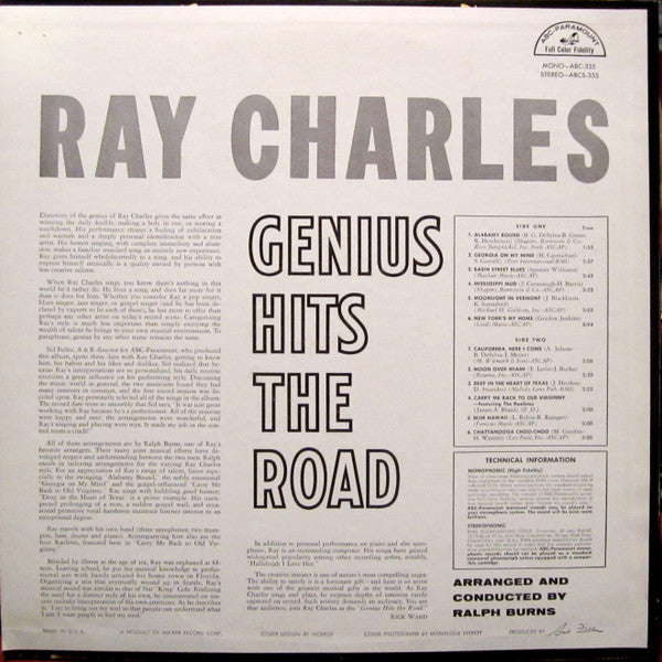 Ray Charles : The Genius Hits The Road (LP, Album, Mono)