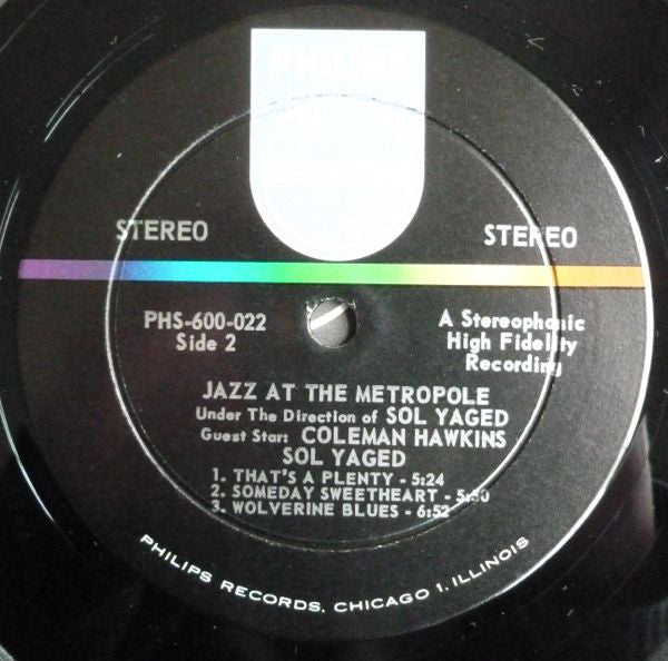 Sol Yaged / Coleman Hawkins : Jazz At The Metropole (LP, Album)