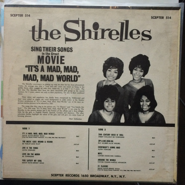 The Shirelles : Sing Their Songs In The Movie "It's A Mad, Mad, Mad, Mad World" (LP, Album, Mono)