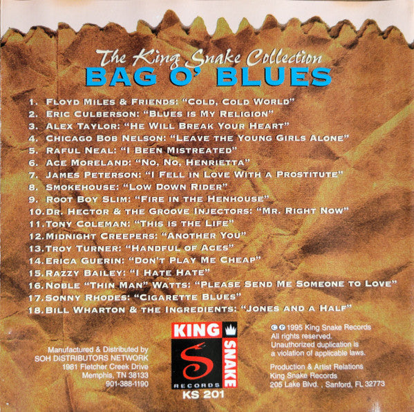 Various : Bag O' Blues - The King Snake Collection (CD, Comp)
