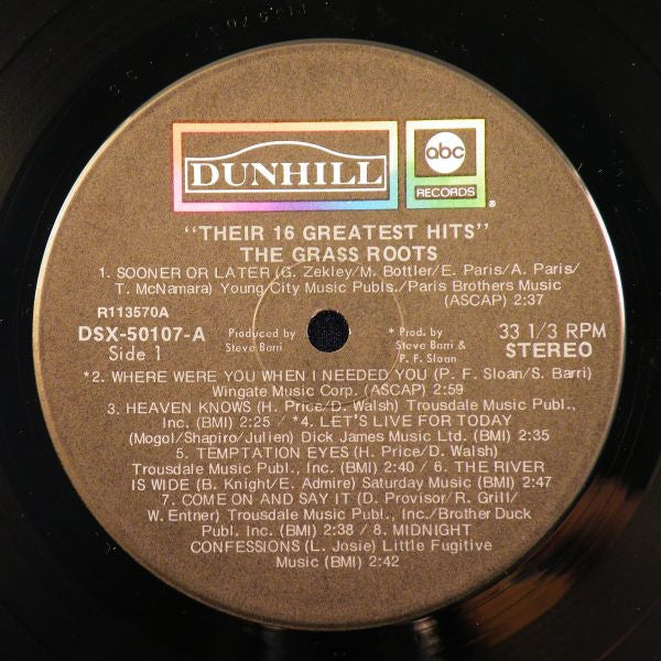 The Grass Roots : Their 16 Greatest Hits (LP, Comp, Club, RE)