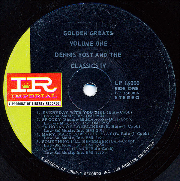 Dennis Yost And The Classics IV* : Golden Greats Volume I (LP, Comp)