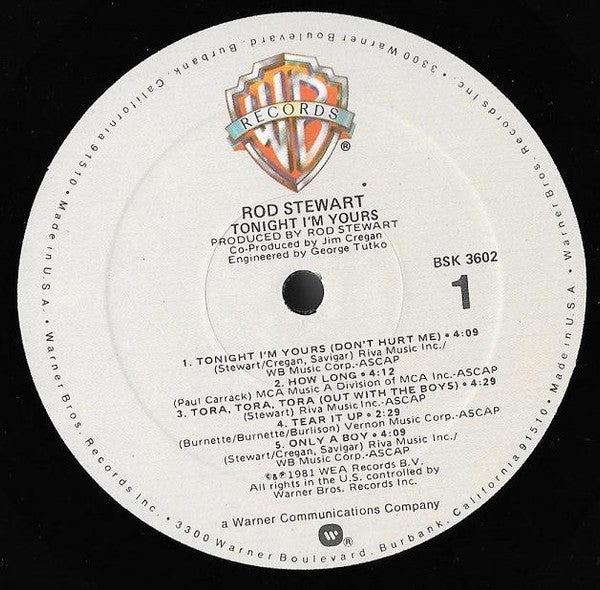 Rod Stewart : Tonight I'm Yours (LP, Album, Spe)