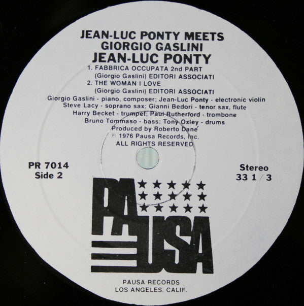 Jean-Luc Ponty With Giorgio Gaslini / Steve Lacy / Harry Becket* / Tony Oxley / Gianni Bedori / Bruno Tommaso / Paul Rutherford (2) : Jean-Luc Ponty Meets Giorgio Gaslini (LP, Album)