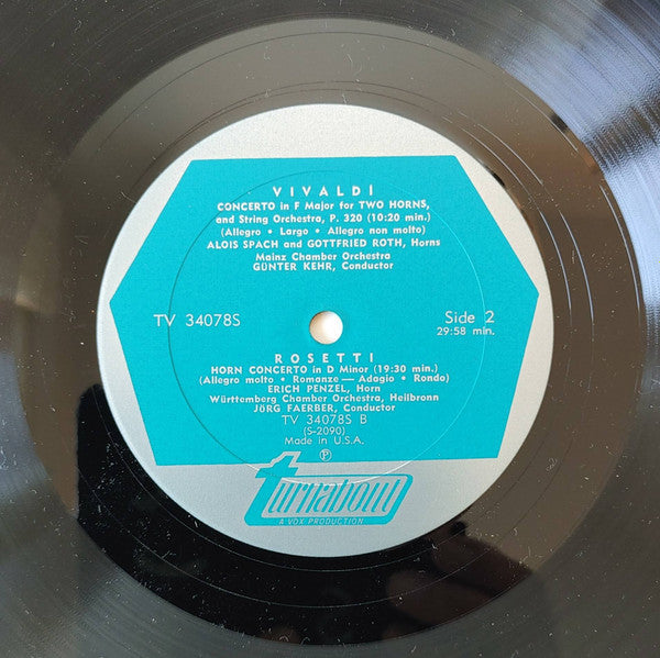 Vivaldi*, Telemann*, Rosetti* : Concerti For Horn And Orchestra (LP)
