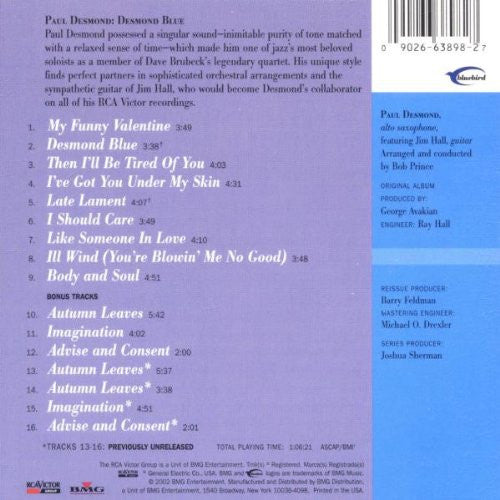 Paul Desmond : Desmond Blue (CD, Album, RE, RM)