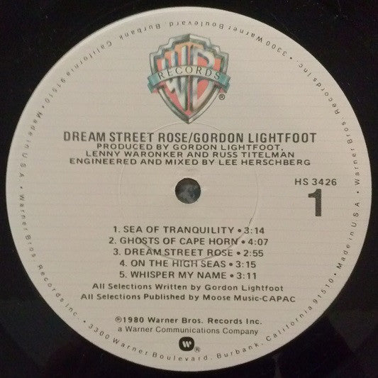 Gordon Lightfoot : Dream Street Rose (LP, Album, Jac)