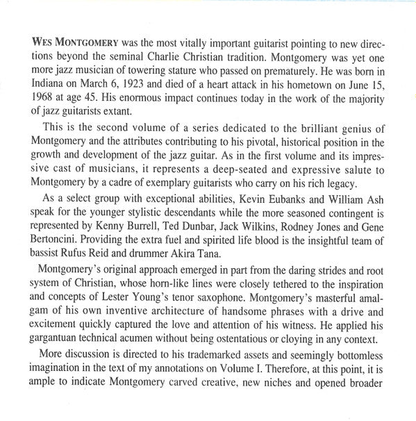 Project G-7 : A Tribute To Wes Montgomery Volume II (CD)