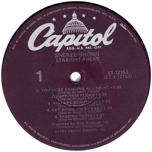 Sheree Brown : Straight Ahead (LP, Album, Win)