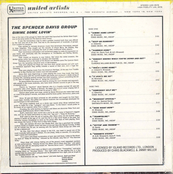 The Spencer Davis Group : Gimme Some Lovin' (LP, Album, Mono, Abb)