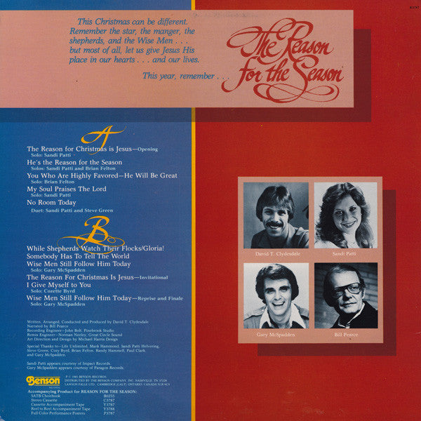 David T. Clydesdale, Bill Pearce, Sandi Patti*, Gary McSpadden : The Reason For The Season  (LP, Album)