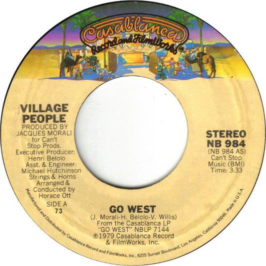 Village People : Go West (7", Single, Styrene, 73 )