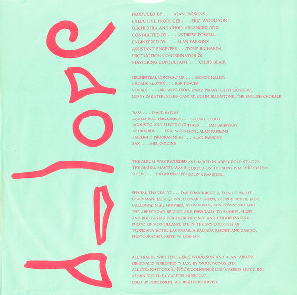 The Alan Parsons Project : Eye In The Sky (LP, Album, Ele)