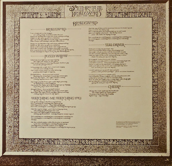 Jethro Tull : The Broadsword And The Beast (LP, Album, Club, CRC)