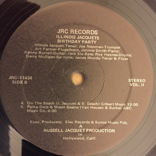 Illinois Jacquet : Birthday Party (Vol. 2) (LP, Album, RE, Mon)