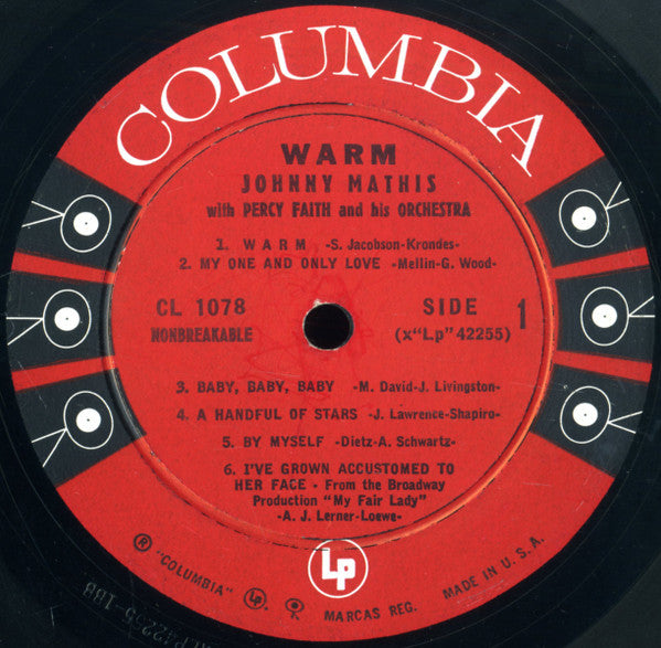 Johnny Mathis With Percy Faith And His Orchestra* : Warm (LP, Album, Mono)