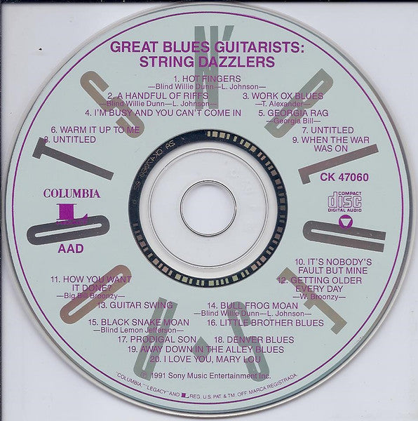 Various : Great Blues Guitarists: String Dazzlers (CD, Comp, Mono)