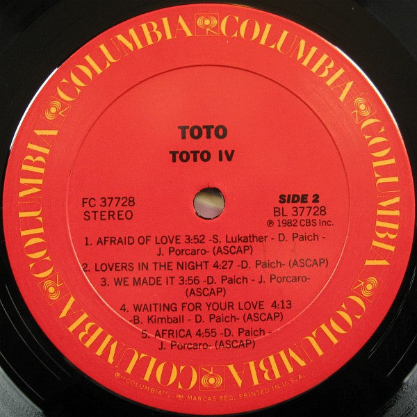 Toto : Toto IV (LP, Album, Ter)