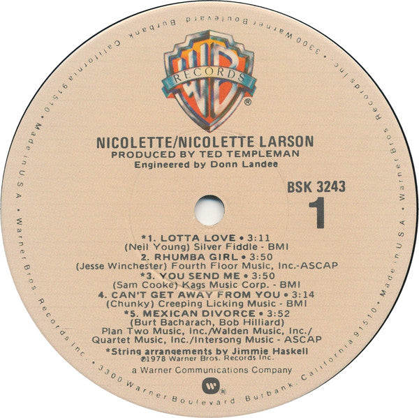 Nicolette Larson : Nicolette (LP, Album, Jac)
