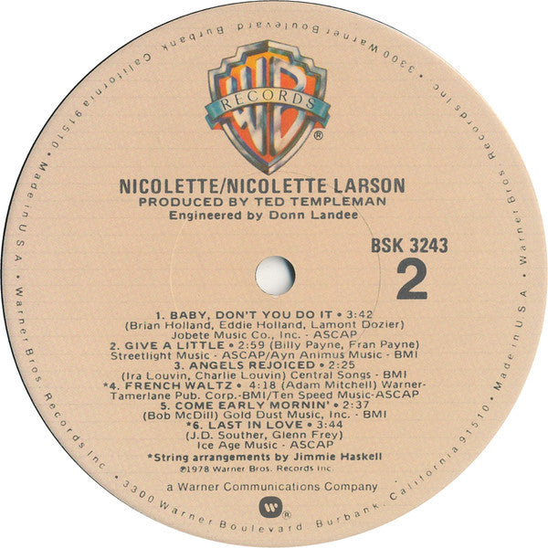 Nicolette Larson : Nicolette (LP, Album, Jac)