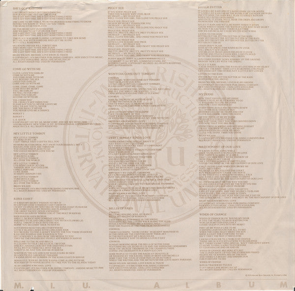 The Beach Boys : M.I.U. Album (LP, Album, LA )