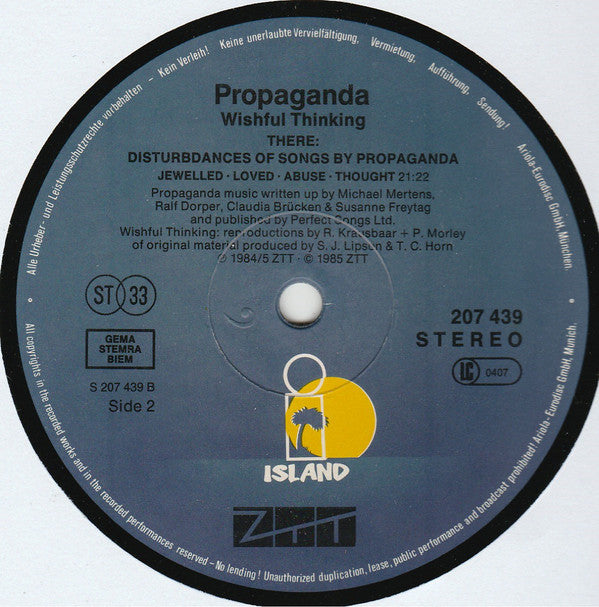 Propaganda : Wishful Thinking (LP, Album, Ltd, DMM)