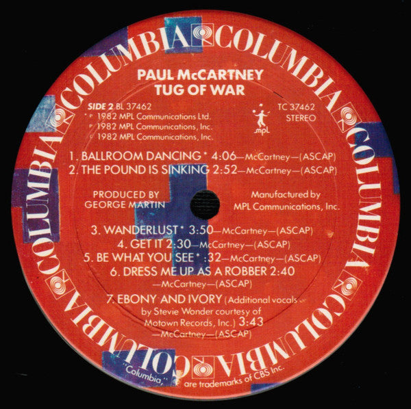 Paul McCartney : Tug Of War (LP, Album, Car)