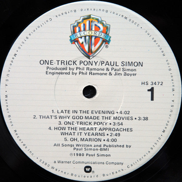 Paul Simon : One-Trick Pony (LP, Album, Jac)
