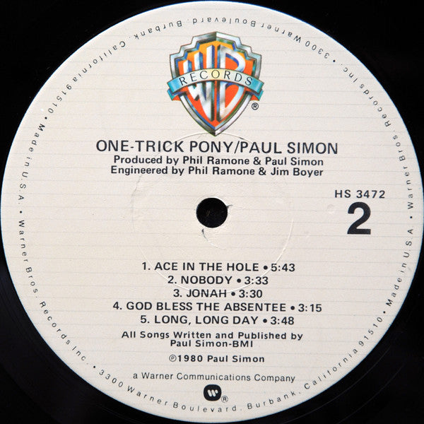 Paul Simon : One-Trick Pony (LP, Album, Jac)