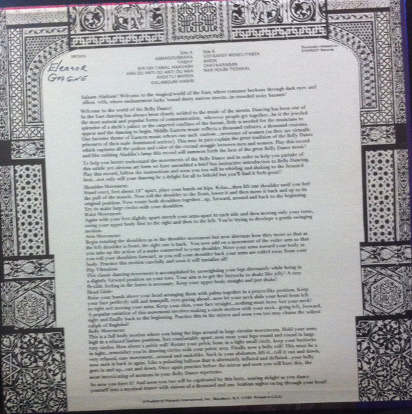 Toraia Orchestra Of Algiers : Belly Dance! (The Wild Music & The How-To!) (LP, Album, RE)