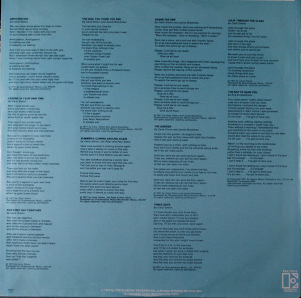 Carly Simon : Anticipation (LP, Album, Ter)