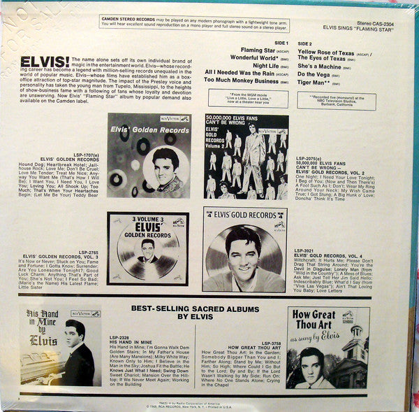 Elvis Presley : Elvis Sings Flaming Star (LP, Album, Ind)