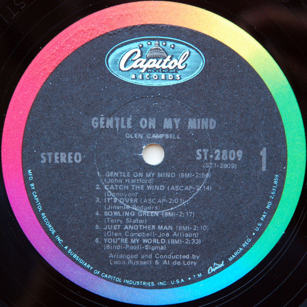 Glen Campbell : Gentle On My Mind (LP, Album, RP, Jac)