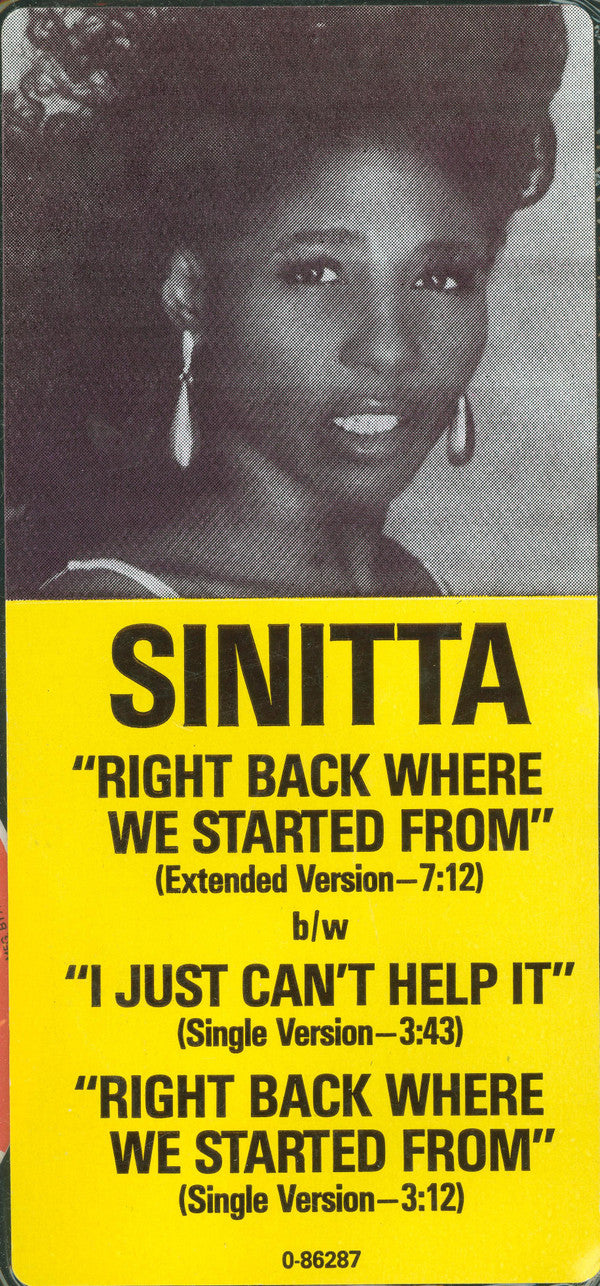 Sinitta : Right Back Where We Started From (12", SP )