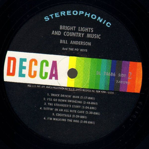 Bill Anderson (2) And The Po' Boys* : Bright Lights And Country Music (LP, Album)