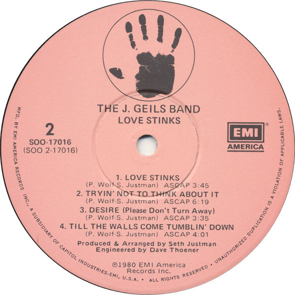 The J. Geils Band : Love Stinks (LP, Album, Win)