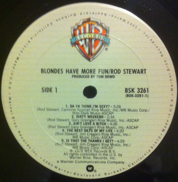 Rod Stewart : Blondes Have More Fun (LP, Album, Club, Gat)