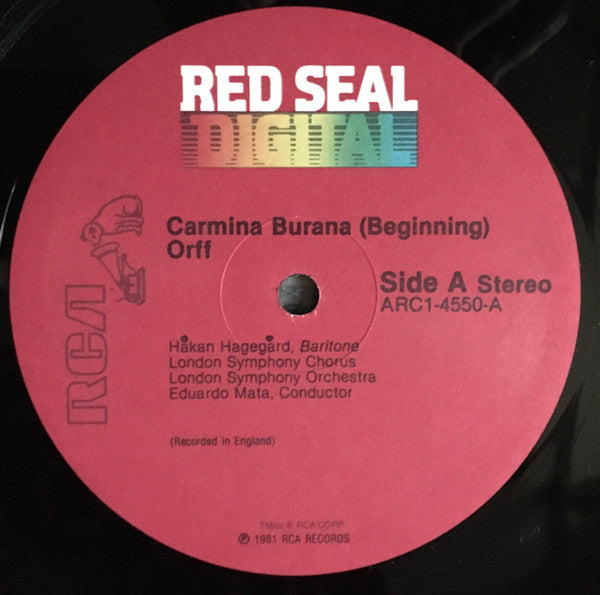 Orff*, Barbara Hendricks, John Aler, Håkan Hagegård, London Symphony Orchestra, London Symphony Chorus, Eduardo Mata : Carmina Burana (LP, Album, RE, Dig)