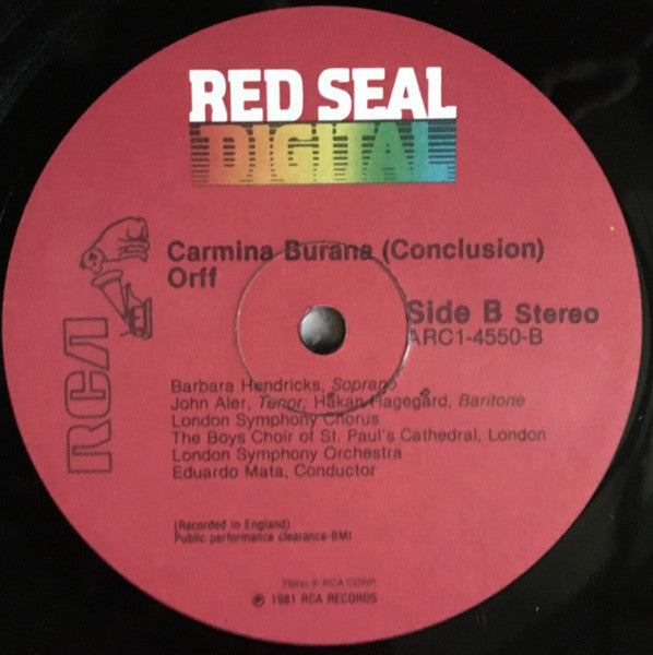 Orff*, Barbara Hendricks, John Aler, Håkan Hagegård, London Symphony Orchestra, London Symphony Chorus, Eduardo Mata : Carmina Burana (LP, Album, RE, Dig)