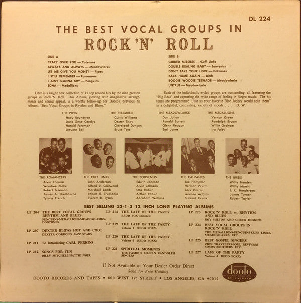 Various : The Best Vocal Groups In Rock 'N' Roll (LP, Comp, Mono, RE)