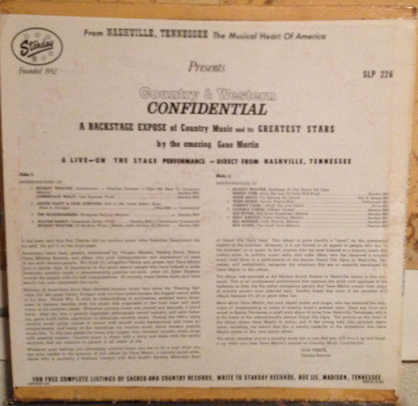 Gene Martin : Country & Western Confidential (A Backstage Expose) (LP)