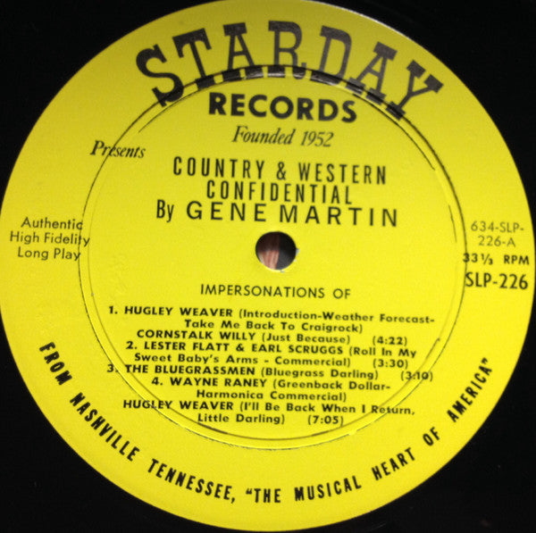 Gene Martin : Country & Western Confidential (A Backstage Expose) (LP)