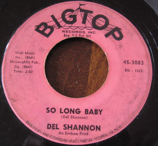 Del Shannon : So Long Baby (7", Single)